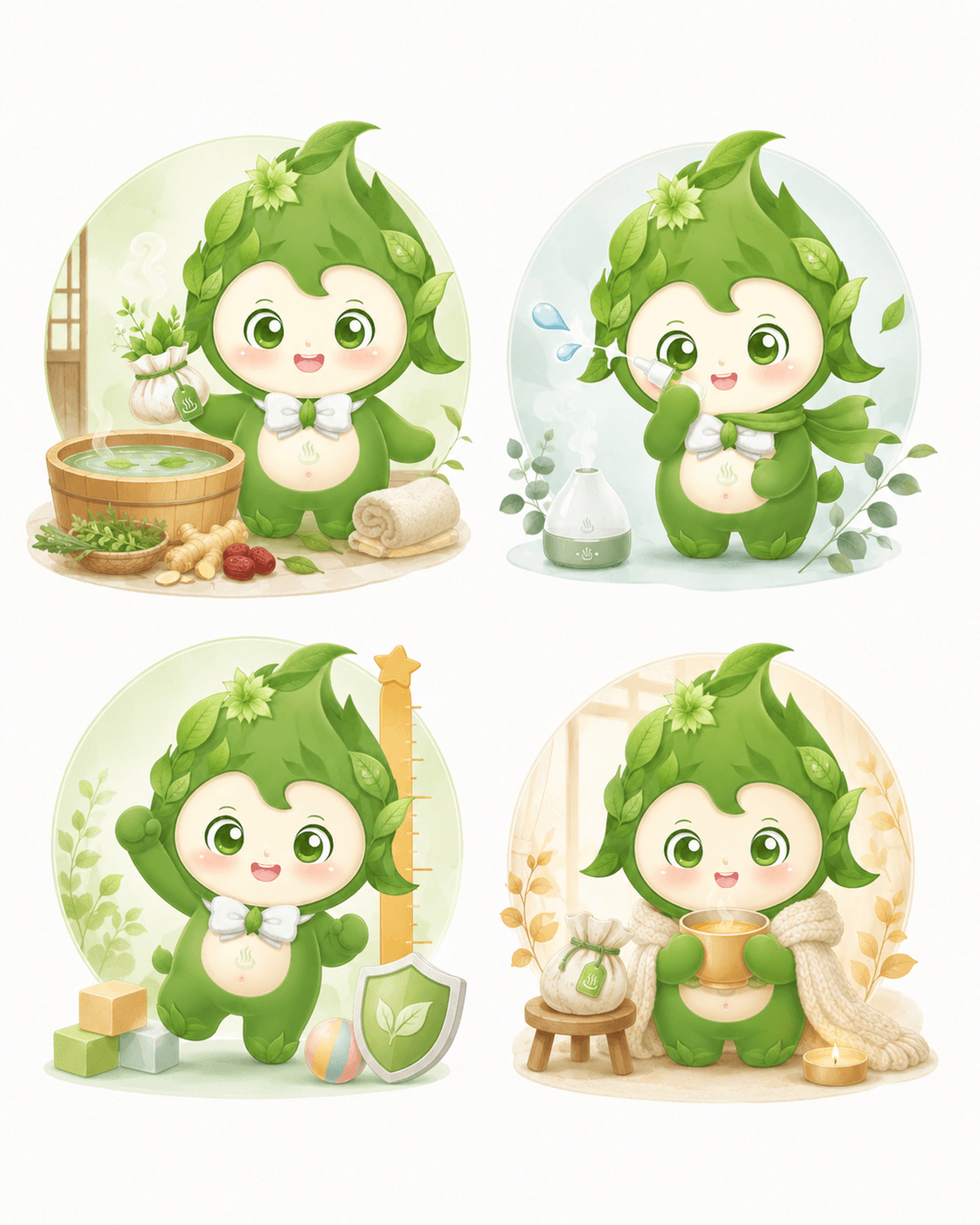 小浴宝四季本草场景插画